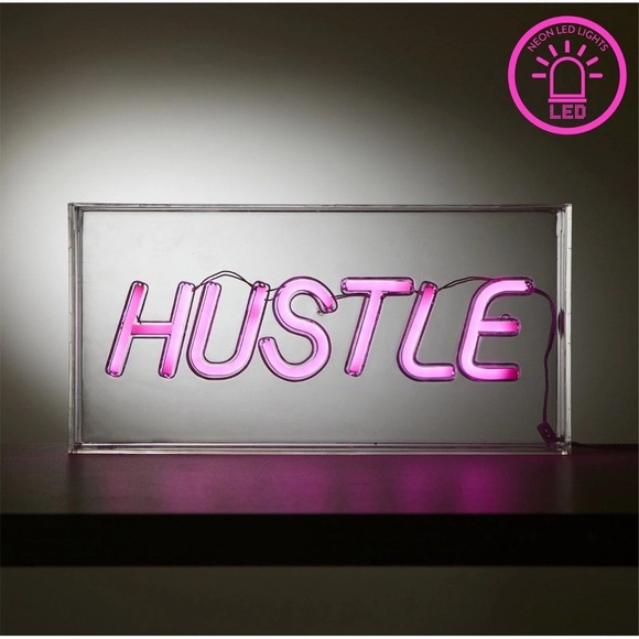 Urban Shop LED Neon Hustle Light-up Clear Acrylic Box Pink Bright Office Light - Picture 3 of 6